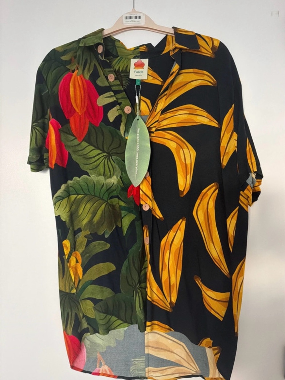 FARM Rio Women’s Black Tropical Button-Down Oversized shirt
